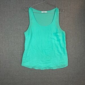 Green Sleeveless Tank Top Blouse Pocket Casual Summer Layering Top‎
